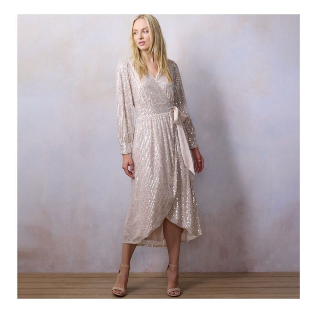 Women's LC Lauren Conrad Modern Faux-Wrap Midi Dress Size Large